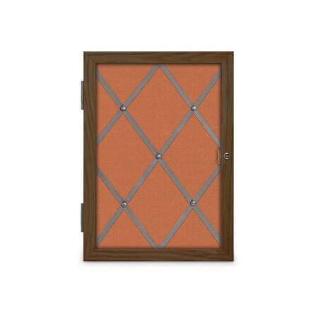 United Visual Products Sliding Door 12" Wood Framed Display Cas, UVDC1652-OAK-CINNABA UVDC1652-OAK-CINNABA
